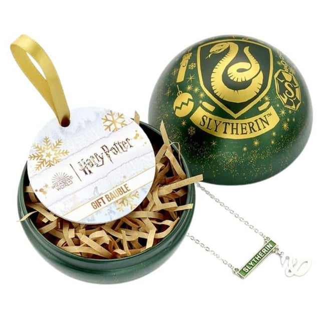 bordspel-merchandise-kerstbal-harry-potter-slytherin-and-necklace